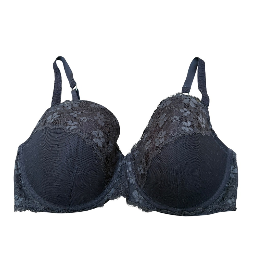 Victoria's Secret Womens 38DDD Bra Black Dream Angels Lined Demi Lace Mesh